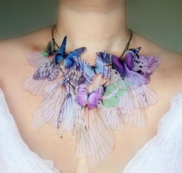 wedding photo - Fluttery Purple Butterfly Necklace 