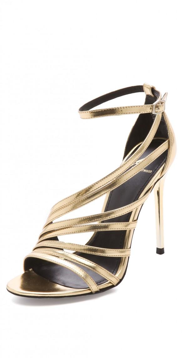 Gold Strappy Heels Shoes