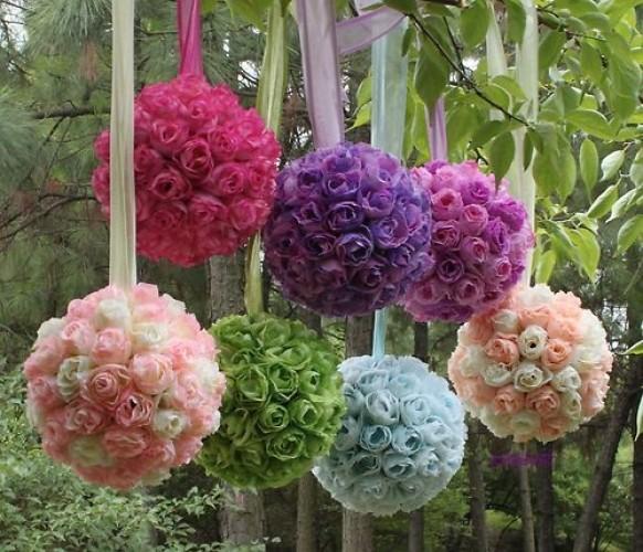 wedding photo - Wedding Party Supplies ♥ Colorful Flower Kissing Ball for Brithday Party or Wedding