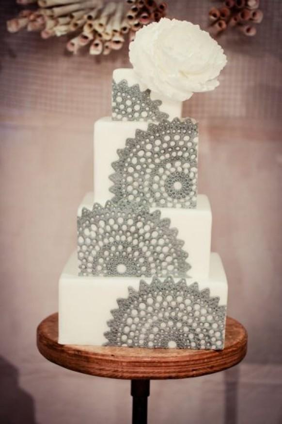 wedding photo - Multistoried white wedding cake