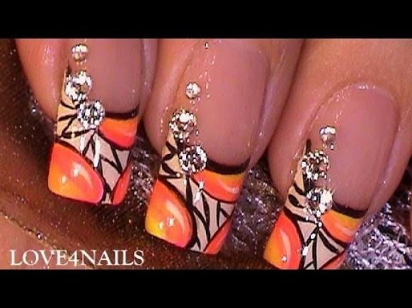 wedding photo - How To Paint A Bright Neon Nail Art Design With Crystals ~♥~ Tutorial