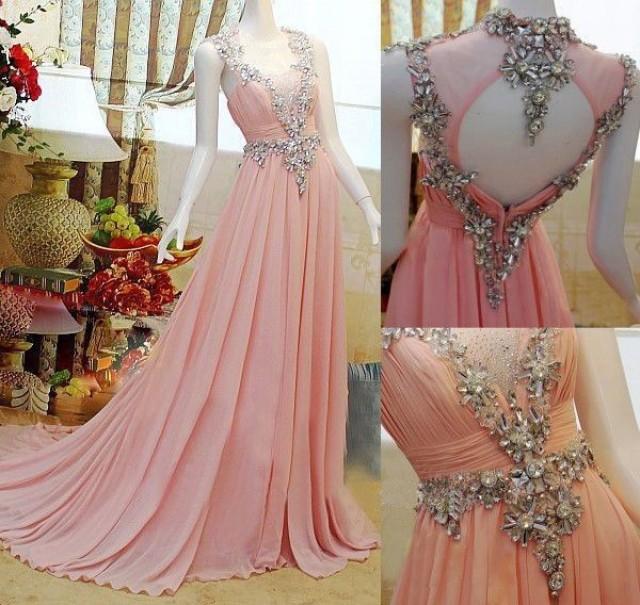 wedding photo - Romantic Chiffon Stone Prom Dresses Pageant Evening Party Formal Gown New 2014