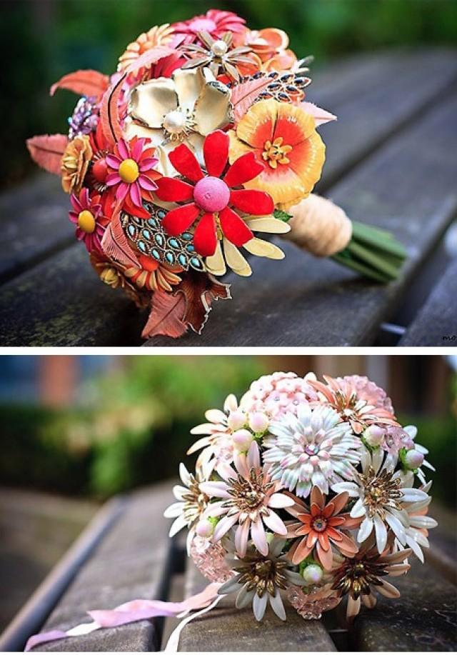 wedding photo - Vintage-Schmuck Blumenstrauß