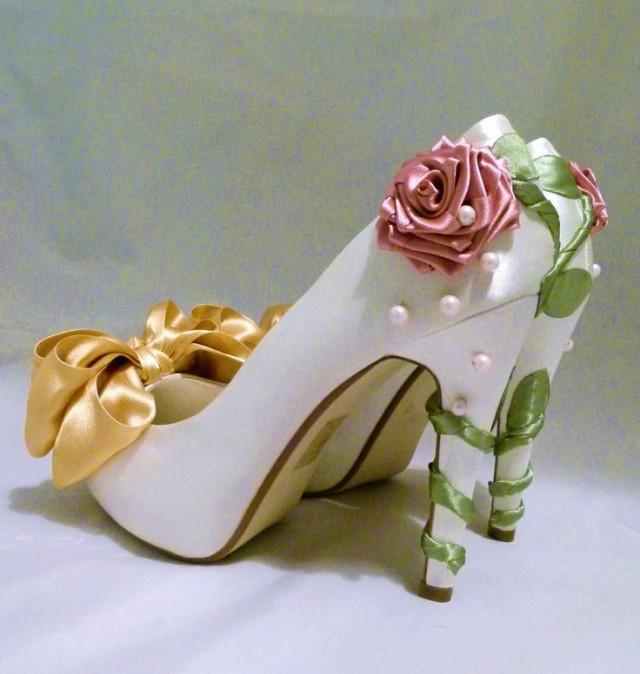 Ivory Satin Bridal Shoes Belle Disney Princess Inspired