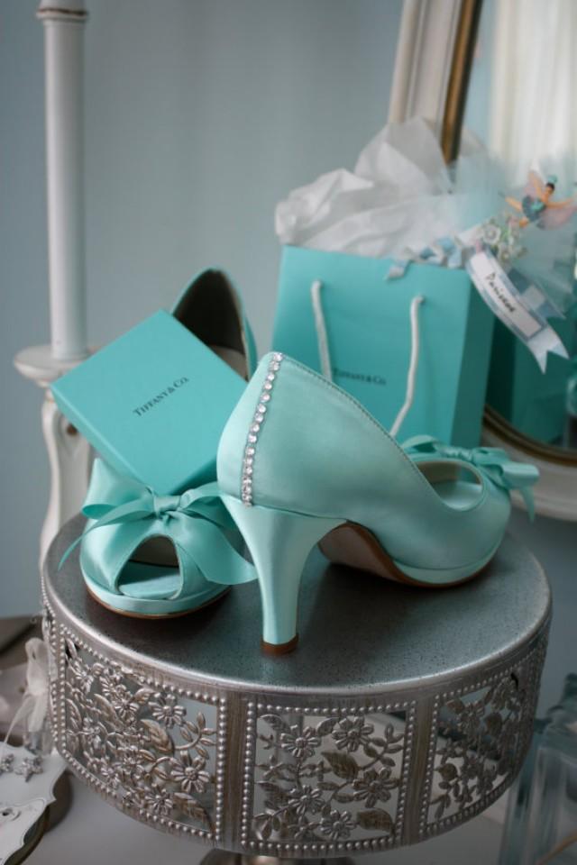 wedding photo - Wedding Shoes - Tiffany Blue - Crystals - Tiffany Blue Wedding - Dyeable Choose From Over 100 Colors - Wide Sizes Available - Shoes Parisxox - New