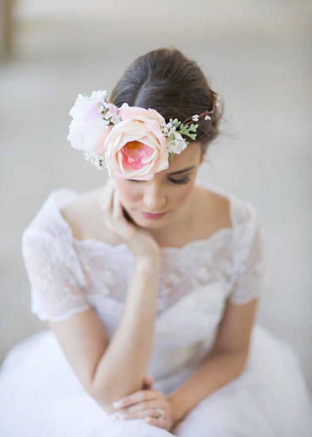 wedding photo - big flower crown -  bridal headpiece