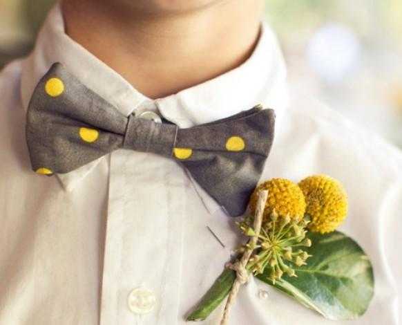 wedding photo - Polka Dot галстук и бутоньерка