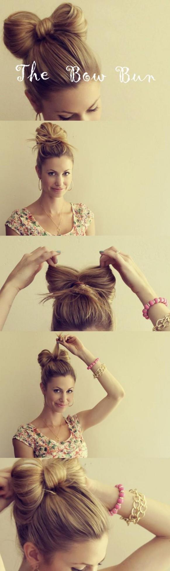 bun hair Bow Bun Hair diy Weddbook Gorgeous DIY â™¥  #803705 Wedding Hair Tutorial tutorial