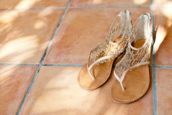 wedding photo - Chic and Comfortable Gold Sparkling Wedding Sandals 