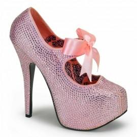 Wedding - BORDELLO Womens Pink Rhinestone Platform Heels Shoes