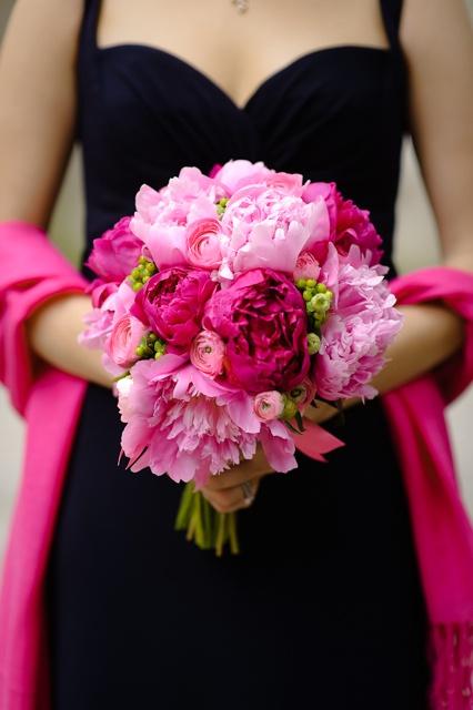 Wedding - Pink and hot pink peonies wedding bouquet
