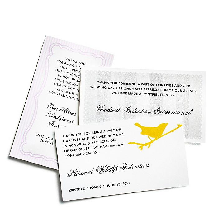 Wedding - Charity Wedding Favors - Place Cards