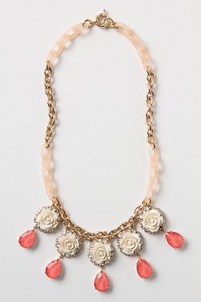 Hochzeit - Glitzerten Tea Rose Necklace
