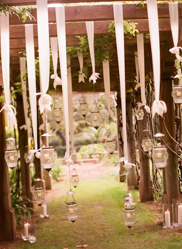 Mariage - Ribboned verre Décoration de mariage Hanging Tealights ♥ Décoration de mariage à bascule