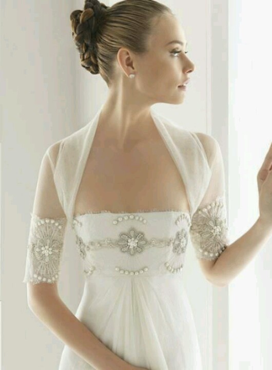Wedding - Broad neck white dress with beads