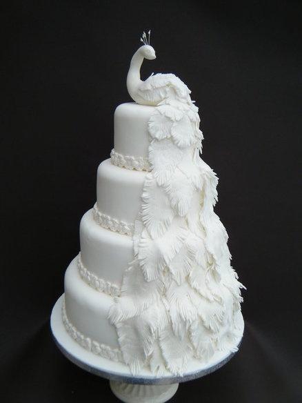 Wedding - Peacock shaped white wedding cake