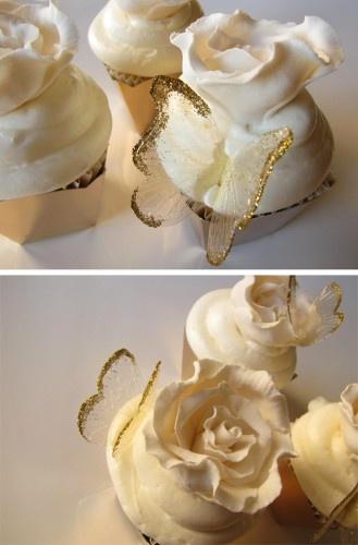 Wedding - White rose wedding cupcakes