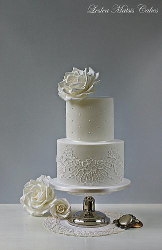 Wedding - White Roses And Piped Lace