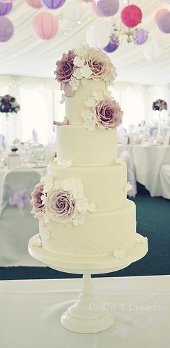 Wedding - Rose & Hydrangea Wedding Cake
