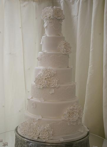 Wedding - White Rose Wedding Cake