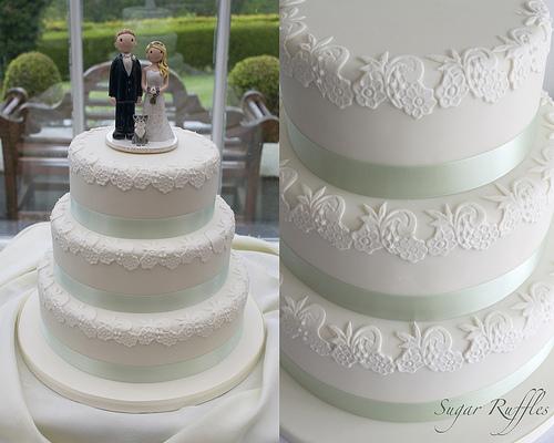 Wedding - Lace Trim Wedding Cake