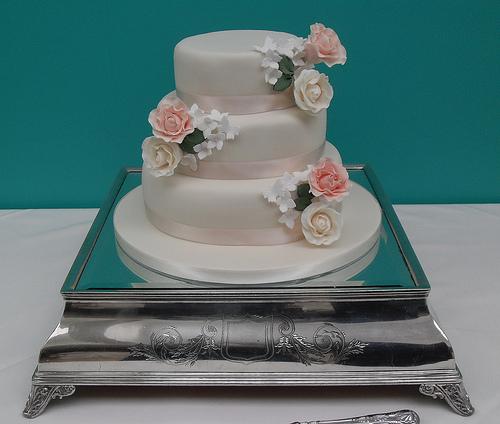 Wedding - Roses And Hydrangea Wedding Cake