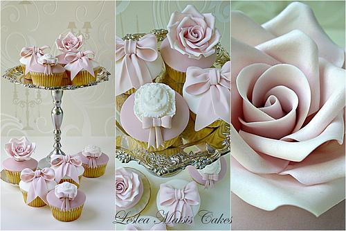 Hochzeit - Rosen, Schleifen und Cameo Cupcakes