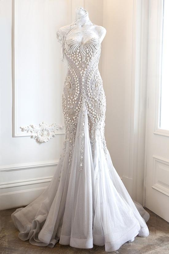 زفاف - Mermaid wedding dress decorated with beads