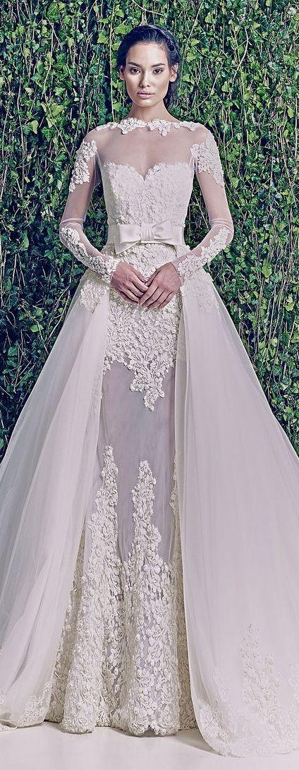 Mariage - white wedding gown decorated with fine floral designs