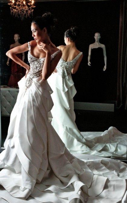 Hochzeit - Stunning white wedding dress embellished with crystals