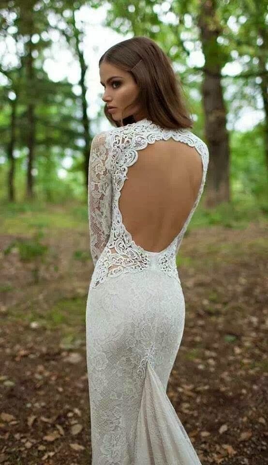 زفاف - Charming white open back wedding dress