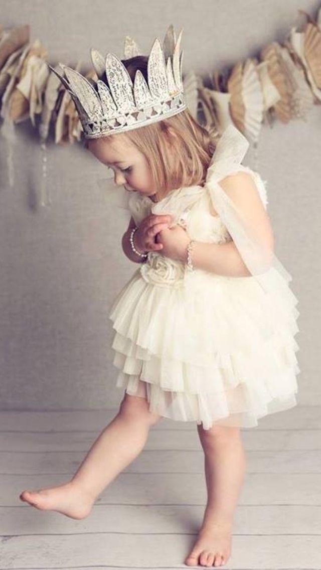 Mariage - White tulle princess dress for kids