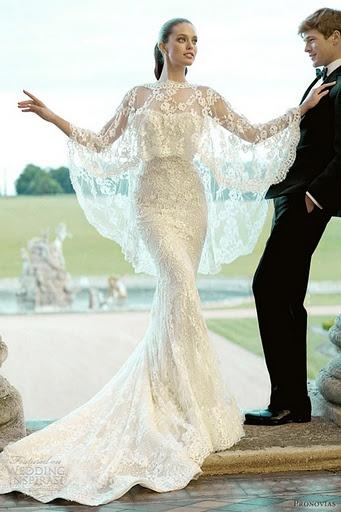 Mariage - White wedding gown fully decorated with laces