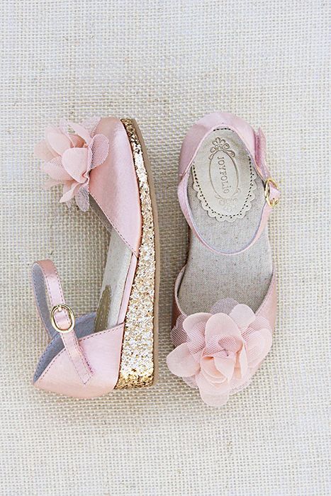 Wedding - Light pink flower shoes for kids