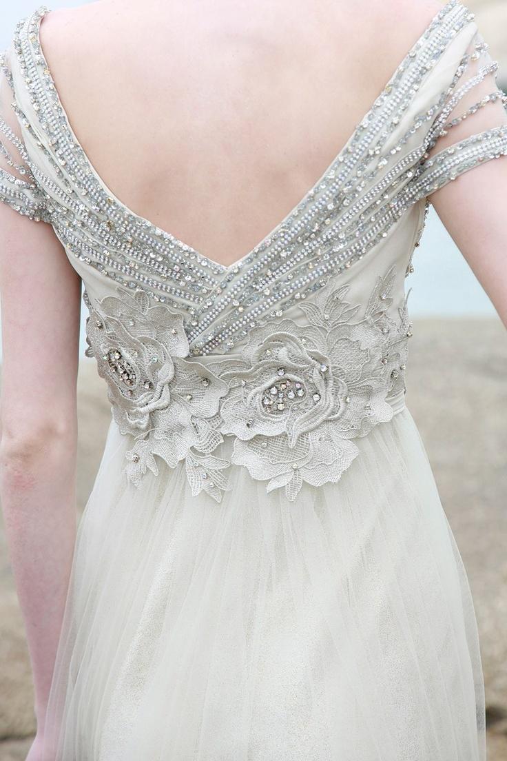 Wedding - V-back wedding dress embellished with crystals