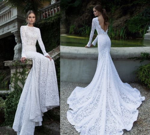 زفاف - 2014 جديد كم طويل الرباط حورية البحر فستان الزفاف حجم مخصص