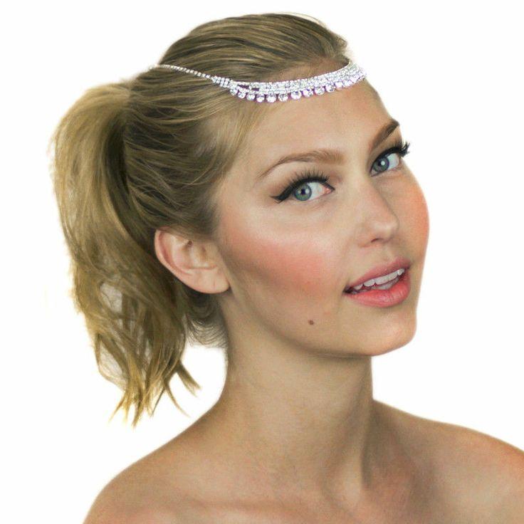 Wedding - Crystal Chain Prom Bridal Headpiece Comb Tiara Headband