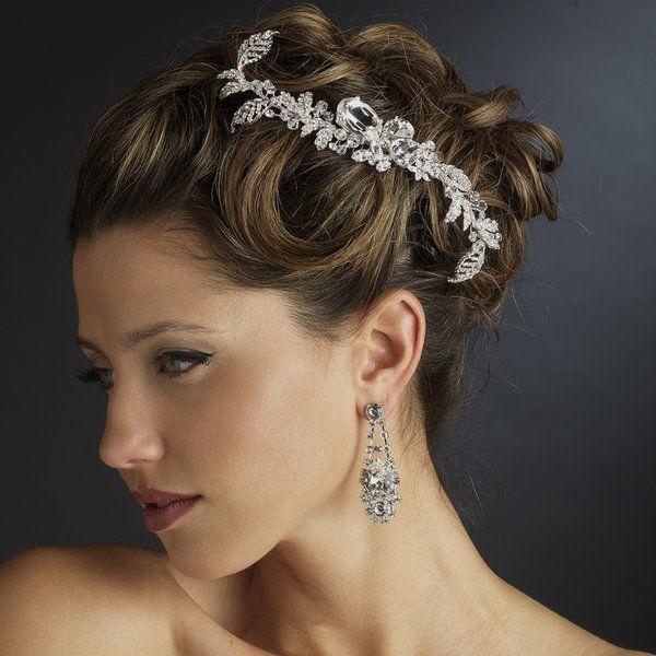 Wedding - Dazzling Rhinestone And Crystal Leaf Bridal Wedding Side Comb