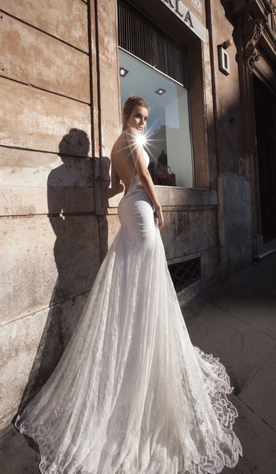 Mariage - 2014 charmante et sexy Spaghetti Strap robe de mariée sirène dentelle robes de mariage