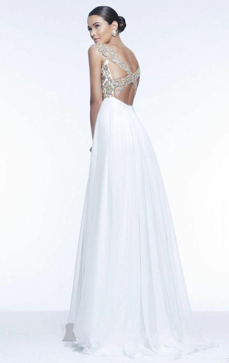 Wedding - Sexy Cap Sleeve White Beaded Celebrity Evening Gown Party Pregnant Prom Dresses