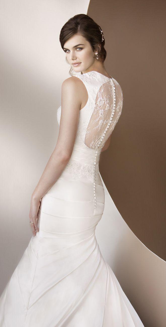 Wedding - White wedding dress with beaded vertebral line