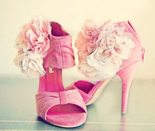 Wedding - Pink color high heeled wedding shoes