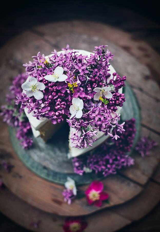 Wedding - White wedding cake with a purple top