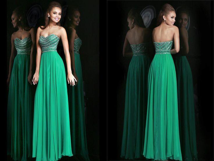 Wedding - New Green Beaded Evening Gown Long Formal Party Pageant Prom Dresses 2014Custom