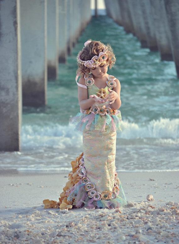 Wedding - A little girl dressed exactly like a mermaid.