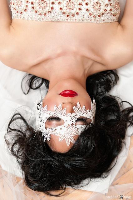 Wedding - White glittering mask for the Masquerade Bride