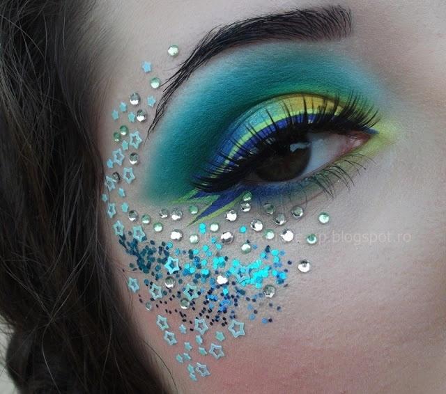 Wedding - Blue and green mermaid style eye makeup