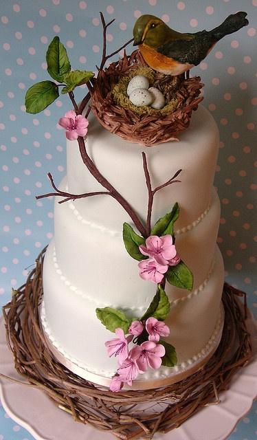 Wedding - A three-layered cake which looks exactly like a bird's nest.