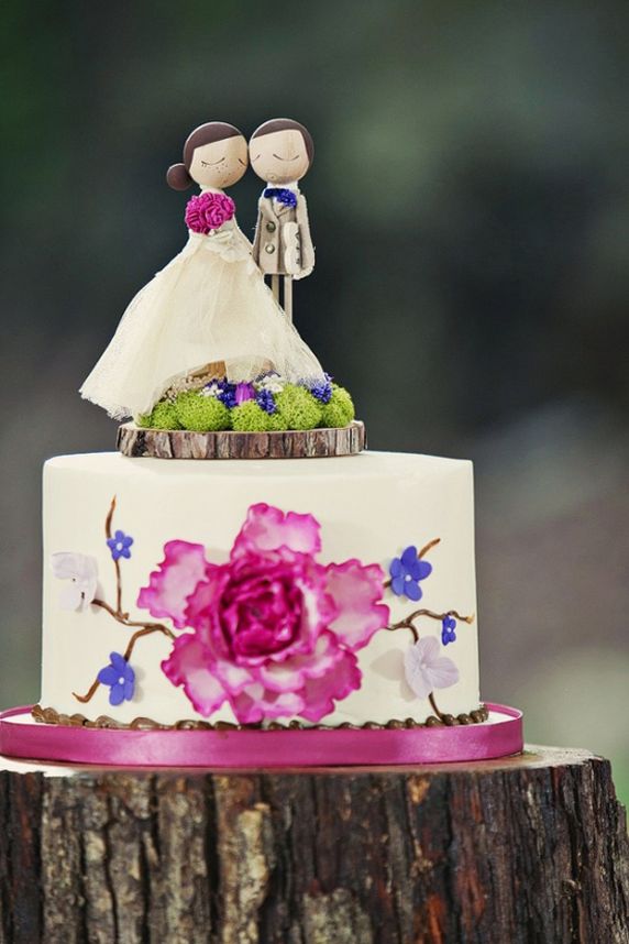 Wedding - Hand painted flower wedding cake