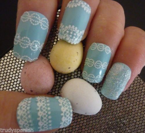 Wedding - Details About EASTER Nail Art Lace Stickers Decals White Lace Design 3D Nail Art Decoration